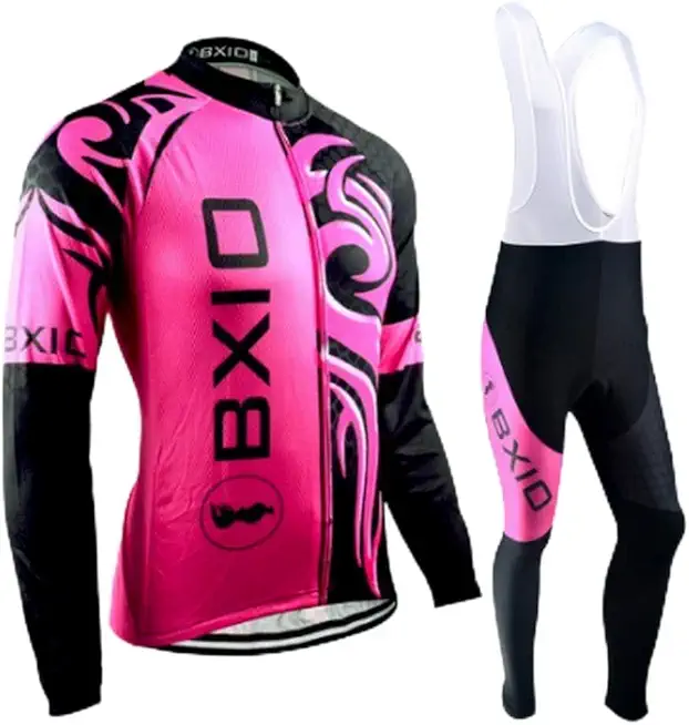 xin666x Women's Cycling Jersey Set Bike Jersey Bicycle Winter Thermal Fleece Long Sleeve Suit C222