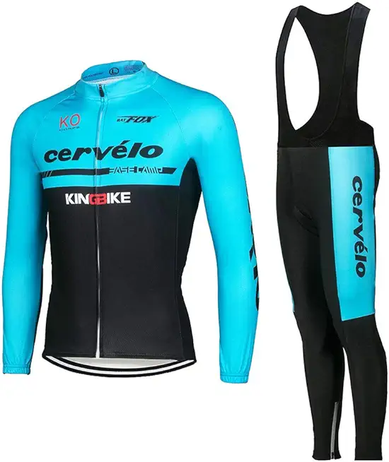 Men's Cycling Jersey Set Bike Jersey Bicycle Winter Thermal Fleece Long Sleeve Suit C4 (X, M)