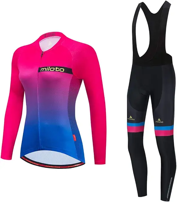 Uriah Women's Cycling Jersey Bib Pants Black Sets Long Sleeve Reflective