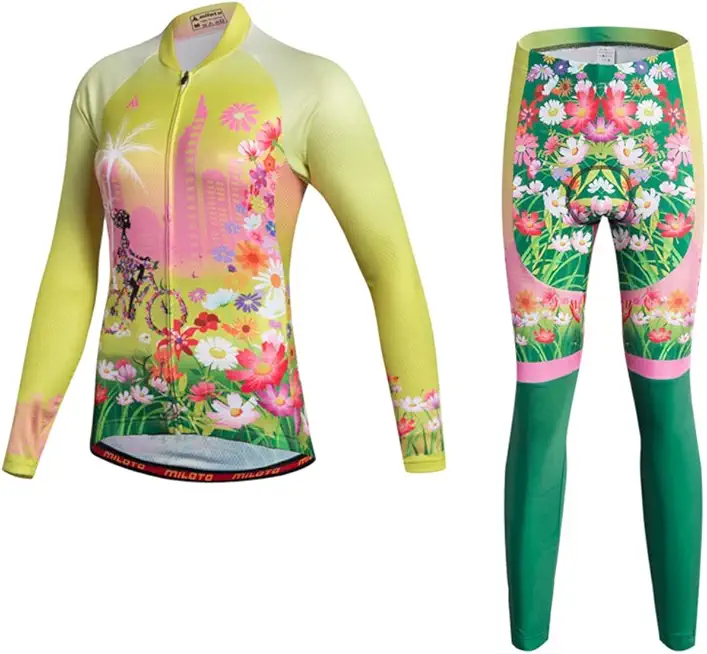 Uriah Women's Cycling Jersey and Pants Thermal Fleece Sets Long Sleeve Reflective