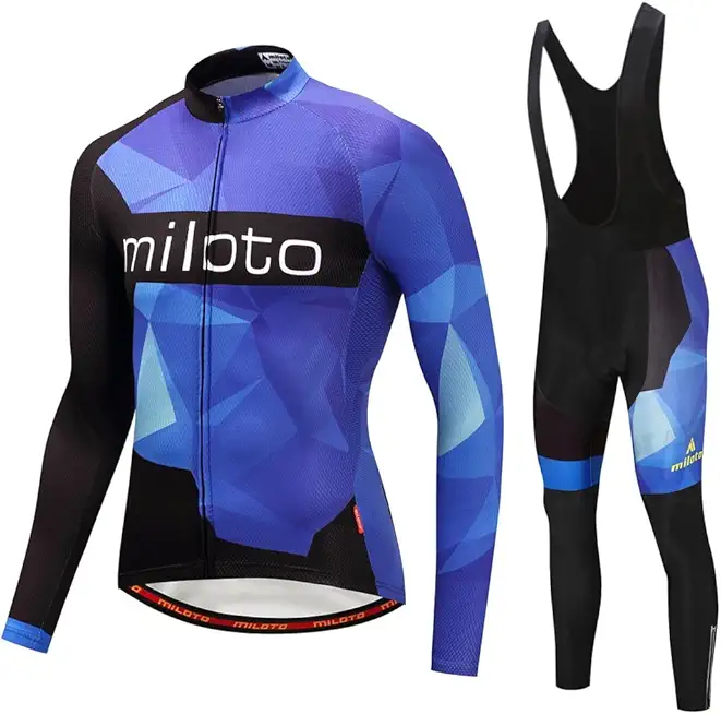 Uriah Men's Cycling Jersey Bib Pants Black Sets Long Sleeve Reflective