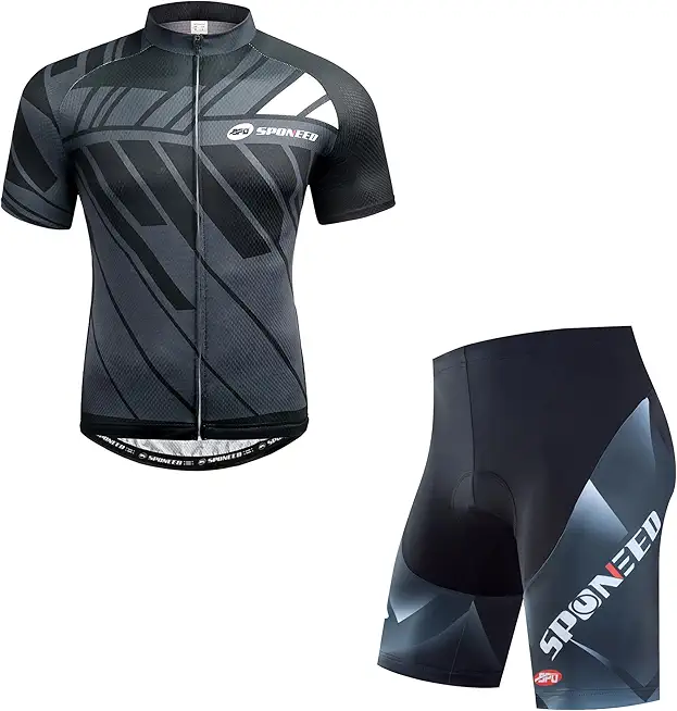 sponeed Men's Bike Jersey Cyclist Tops Bicycle Shirt Cycle Wear Compression Bicycle Pants US L