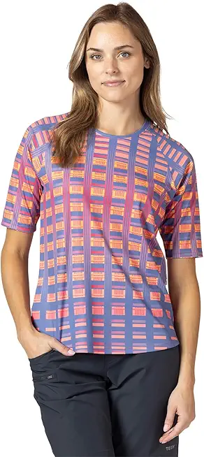 Terry Cycling Jersey Womens Vista Mountain Bike Top, Short Sleeve Top for Women, Semi-Fitted Abrasion Resistant Shirt