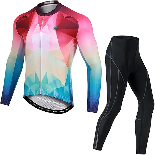 Men's cycling clothes Men's Cycling Jersey Set Long Sleeve Breathable Cycling Clothing Road Bike Shirts and Padded ​Pants Quick-Dry Zipper Closure Cycling Clothin Men's Cycling Clothing(X-Large)