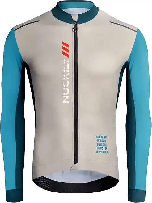 Thermal Cycling Jersey for Men, Winter Fleece Lined Long Sleeve Cycling Jacket with Pockets for Cold Weather Biking Clothing, Green L