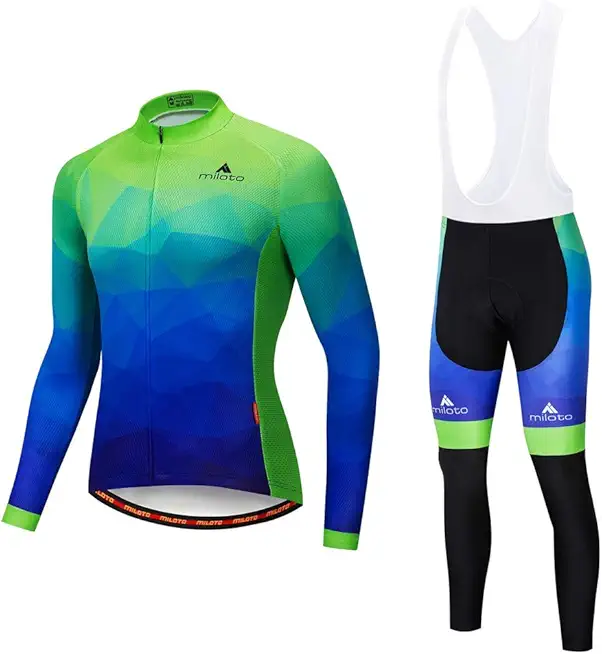 Uriah Men's Cycling Jersey Bib Pants White Sets Long Sleeve Reflective