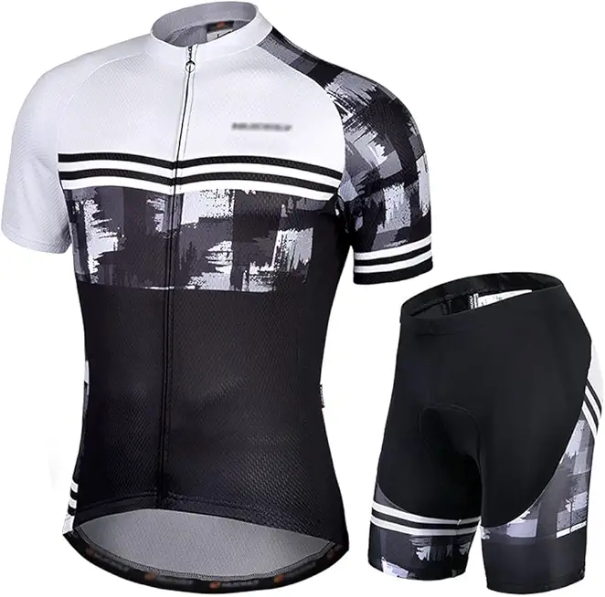 Men's Cycling Clothes Men's Cycling Jersey and Shorts with Shock-Absorbing Sponge Cushion Set Outfit ，Black Men's Cycling Clothing(Medium)