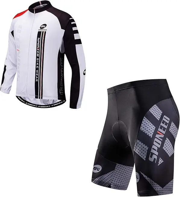 Bicycle Men Shorts Bike Riding Padded Cycle Wear Long Sleeve Cycling Jersey Bicycling Shirt Bike Tops US XX-Large