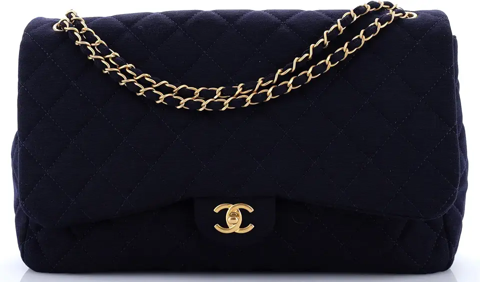 Pre-Loved XXL Travel Flap Bag Quilted Jersey Small, Blue