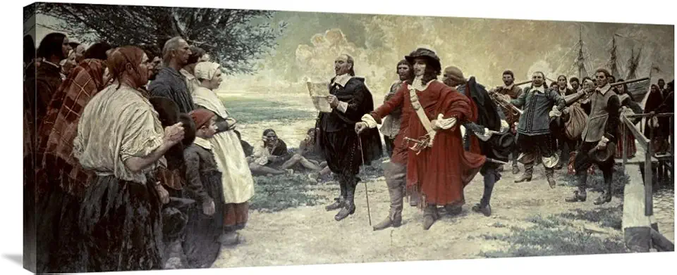 Global Gallery Budget Unknown Capt. Philip Carteret Landing in New Jersey Gallery Wrap Giclee on Canvas Wall Art Print