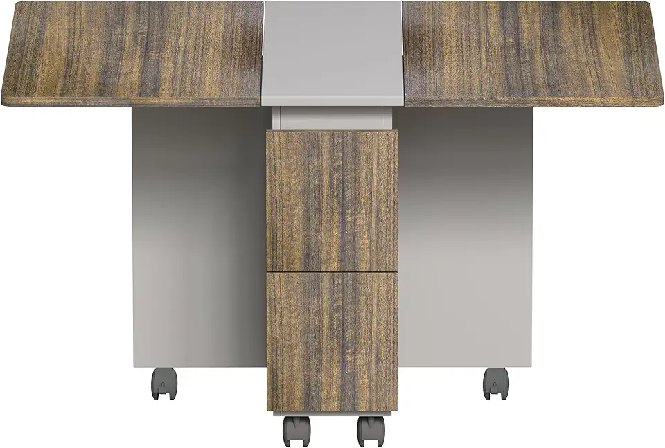 5-Piece Folding Extendable Dining Table Set with 4 Chairs for Space Saving, Brown