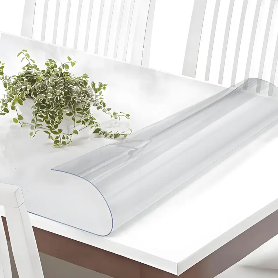 3mm Clear Table Protector Mat, Easy Cleaning Vinal Table, Glass PVC Plastic Table Pads, for Study Areas Office Desks Dining Tables Kitchen Counters Conference Rooms 44