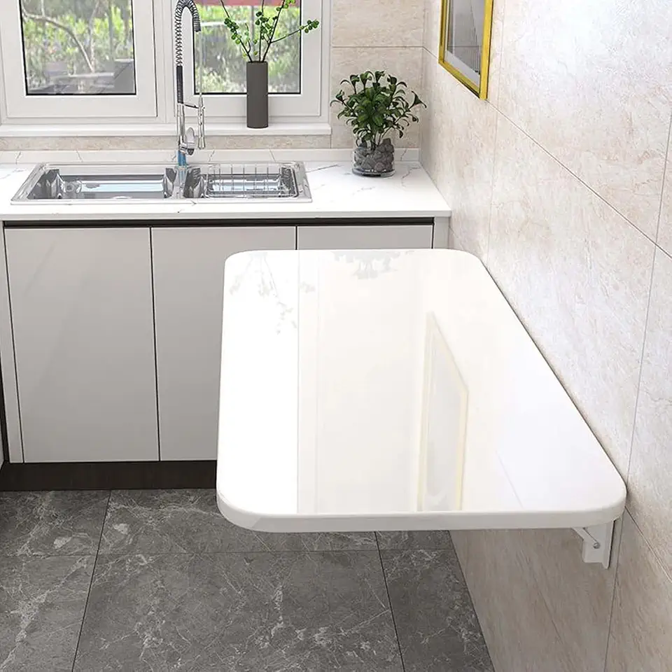 Foldable Wall-Mounted Table - White Portable Laptop Desk for Home, Kitchen, and Study - Solid Wood Space-Saving Dining Table(70x30cm)