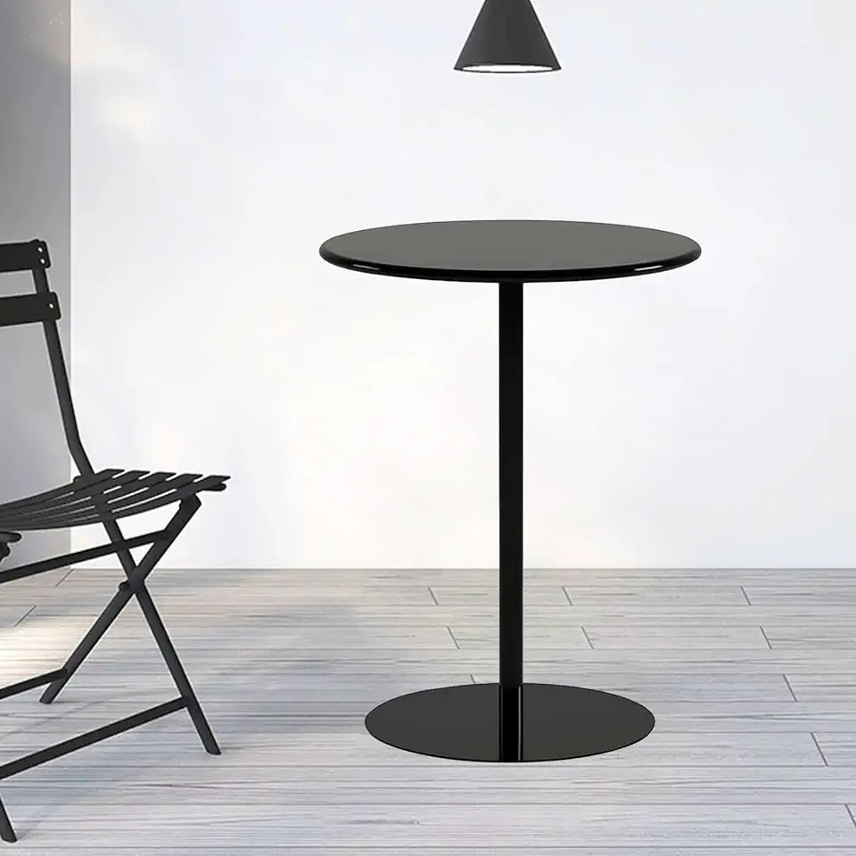 Black Round Bar Table for Narrow Space, Counter Bistro Pub Tables with Fixed Tabletop and Stable Base, Small Coffee Side Table, Circular Cocktail Dining Table for Home, Office and Kitchen(40x40x50cm)