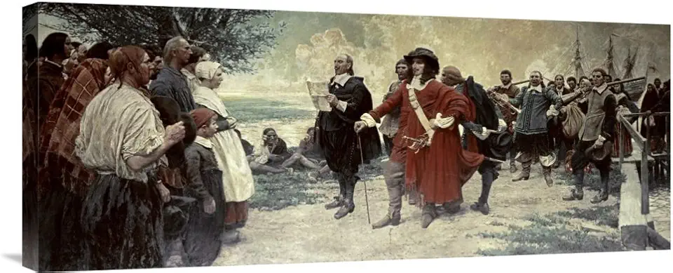 Global Gallery Budget Unknown Capt. Philip Carteret Landing in New Jersey Gallery Wrap Giclee on Canvas Wall Art Print