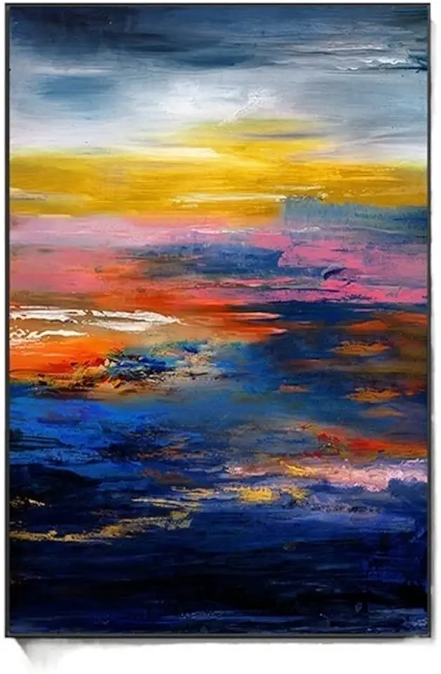 UOHLCX HBJWOV Ocean Thick Large Hand Painted Oil Painting Frameless Canvas Wall Decor(90x120cm frameless)