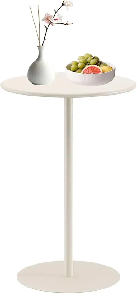 Round Bar Table for Indoor Outdoor, Modern High Top Counter Bistro Pub Table with Sturdy Metal Base, Circular Cocktail Table for Cafe, Living Room, Kitchen or Dining Room, Beige(40x40x62cm)