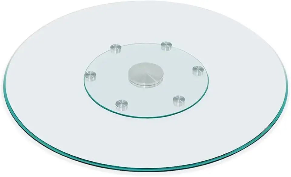 SYYXHC Clear Lazy Susan for Round Dining Table, Tempered Glass Turntable with 6 Rotating Wheels, 24in 28in 32in 34in 36in 39in Rotating Serving Plate(85cm/33.5in)