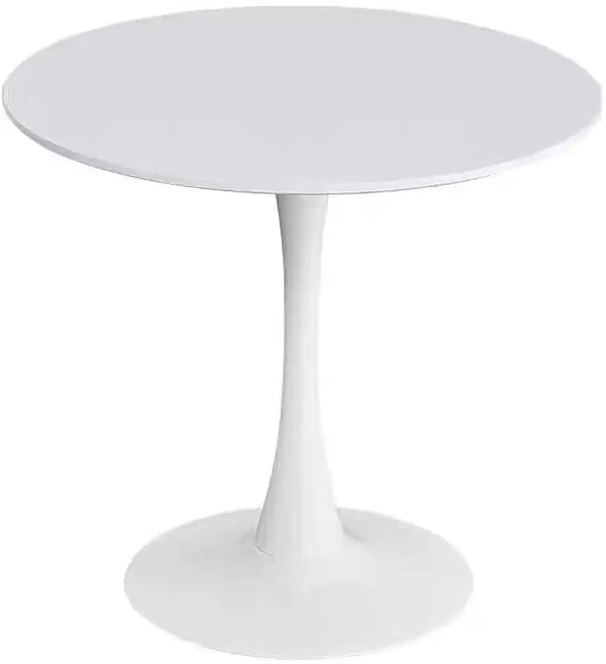 Modern Round Dining Table - 24 Inch White MDF Top with Steel Base, Mid Century Style for Living Room & Kitchen, Compact Design for Small Spaces