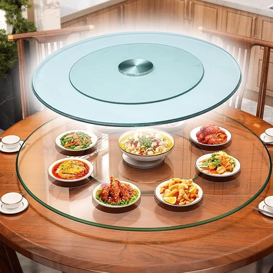 40 35 33 32 28 24in Lazy Susan Table Top Turntable Large Dining Table Centerpiece Double Tempered Glass Rotating Tray(80cm(32in))