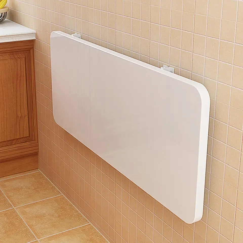 Wall Mounted Folding Table Wooden Pc Dining Drop Leaf Table 50lbs Weight Capicity for Small Saving Spaces,Floating Desk for Dining,Room,Study,Kitchen,Dinner,Bar(Color:Wh