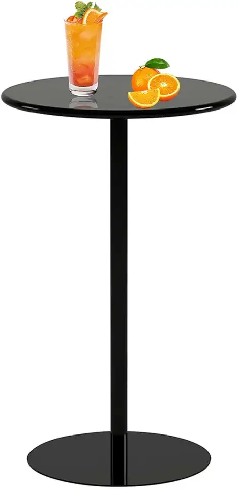 Luyckfrazy Round Bistro Table, Counter Height Cocktail Table, High Top Bar Pub Dining Table, Indoor & Outdoor Coffee Table Accent Side Table for Home, Living Room, Black(40x40x50cm)