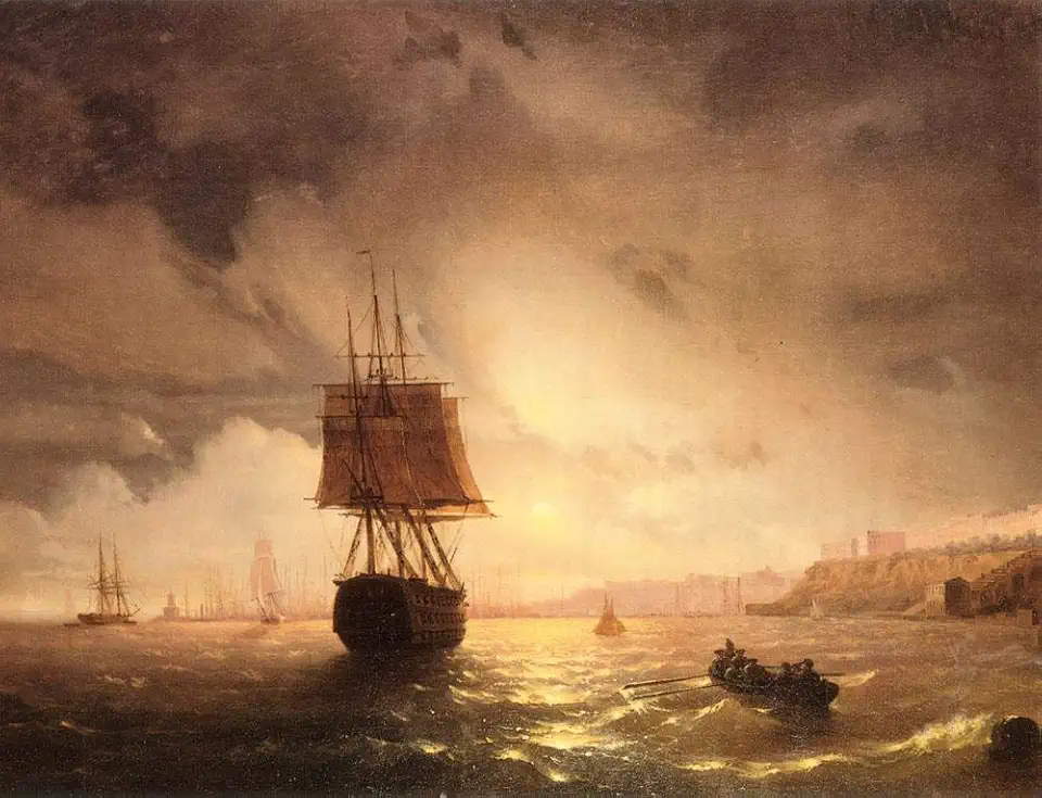 Toperfect 20 Paintings The Harbor At Odessa On The Black Sea seascape boat Ivan Aivazovsky Oil Art on Canvas - Famous Artworks -Size04, $50-$2000 Hand Painted by Art Academies' Teachers