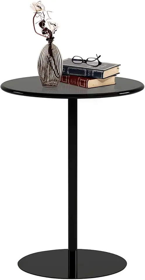Round Dining Table, Modern Nightstand Table, Cocktail Bistro Table, Black Coffee Tea Dining Table High Top Side Table for Events or Home Use, Easy to Assemble(40x40x50cm)
