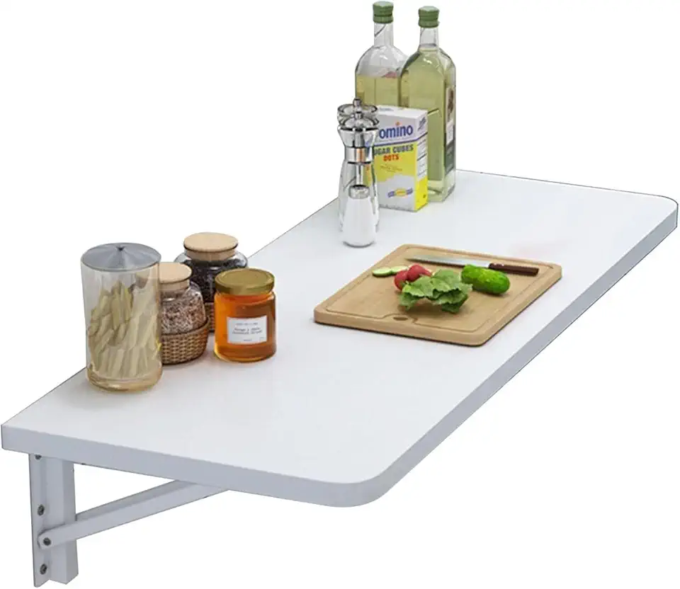 Wall-Mounted Fold Down Table Drop Leaf Folding Desk for Small Spaces Compact Floating Kitchen Dining Table(L50xW30cm)