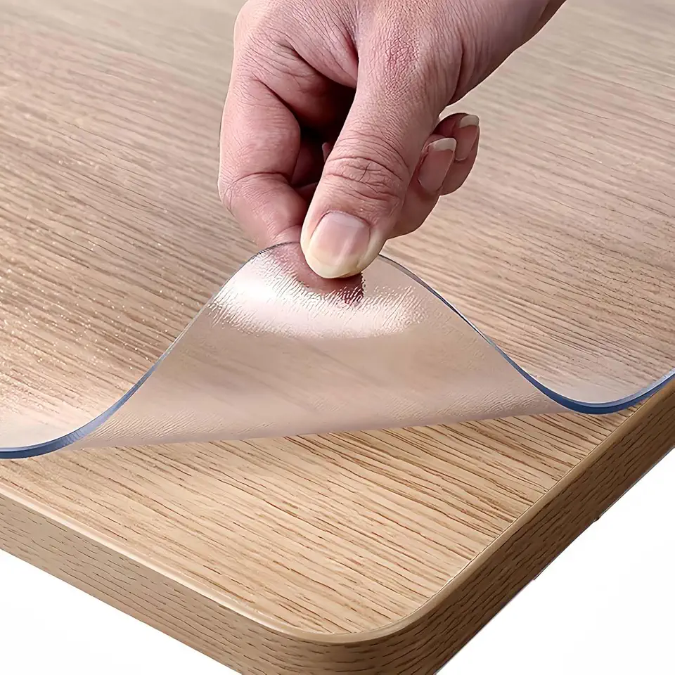 YSUEFIJO Clear Plastic Tablecloth Rectangular, Spill Resistant Vinyl Cover for Dining Table, Transparent Desk Protector Mat, Heat Resistant Wipeable Surface Guard