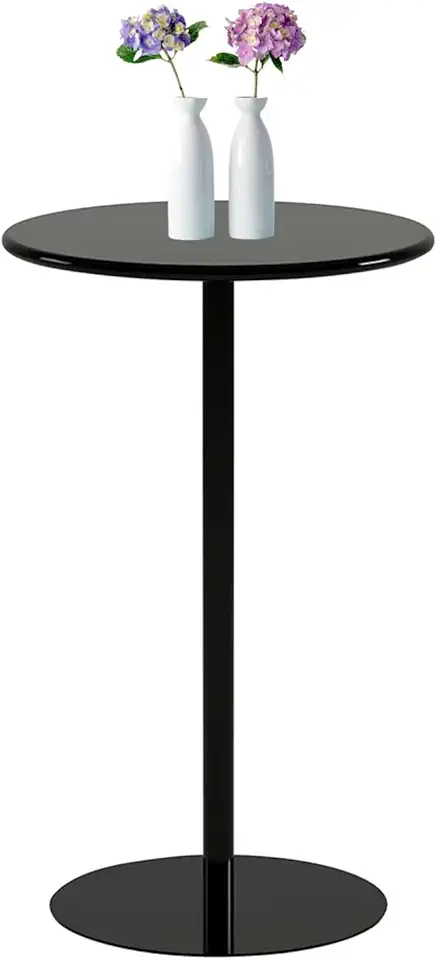 Luyckfrazy Black Round Bar Table Tall Top Table, Counter Bistro Pub Tables with Fixed Tabletop and Stable Base, Circular Cocktail Dining Table for Home, Office and Kitchen(40x40x50cm)