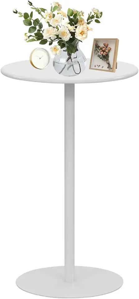 Luyckfrazy Round Bar Table, Tall Top Pub Tables Coffee Drink Table Circular Cocktail Table, Counter Height Dining Table for Bistro, Kitchen, Living Room, Bedroom and Office, White(40x40x50cm)