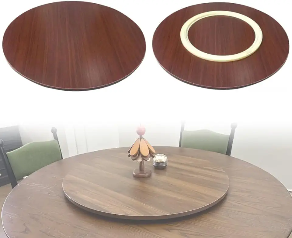27 30 36 40in Large Tabletop Rotating Tray Lazy Susan Turntable for Dining Table, Rotatable Serving Plate Eazy to Share Food(Mahogany,70 cm (27 in))
