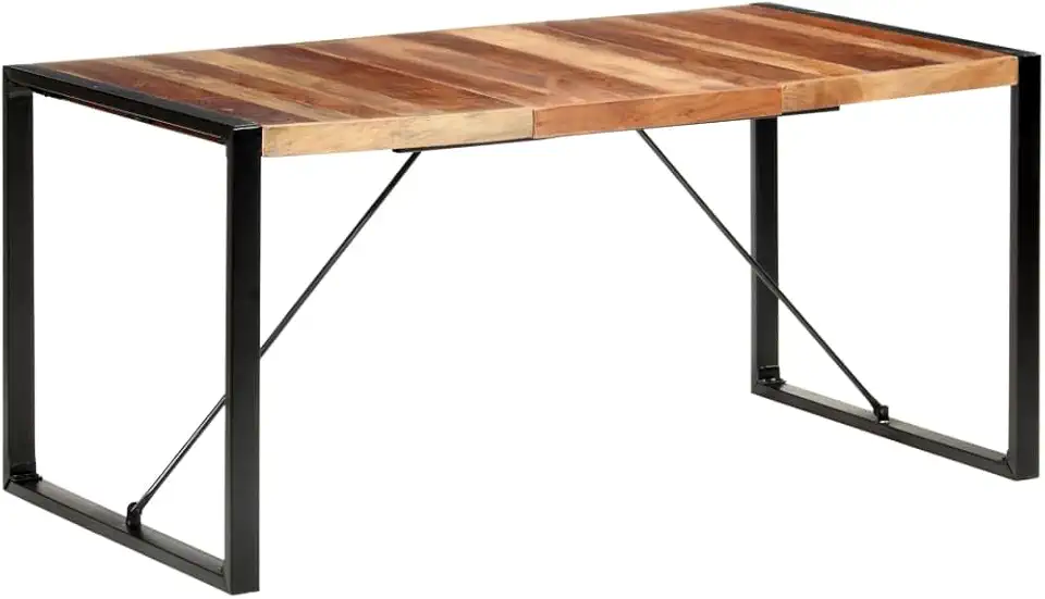 Tidyard Wooden Dining Table, Rectangular Acacia Wood Table with Steel Legs, 63.0 x 31.5 x 29.5 in, for Kitchen, Dining Room, Family Gatherings