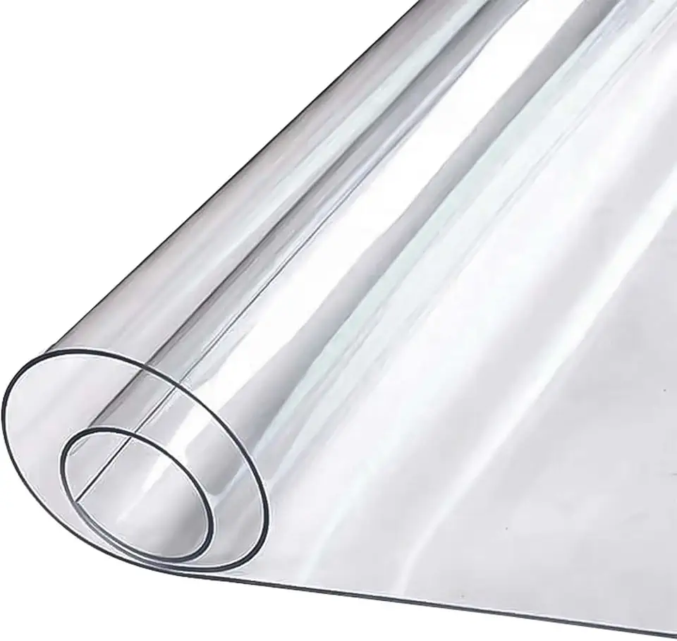 YSUEFIJO Clear Rectangular Tablecloth Waterproof PVC Protector, Transparent Plastic Dining Table Cover, Heat Resistant Desk Mat, Wipeable Oilproof Surface Shield for Kitchen or Office