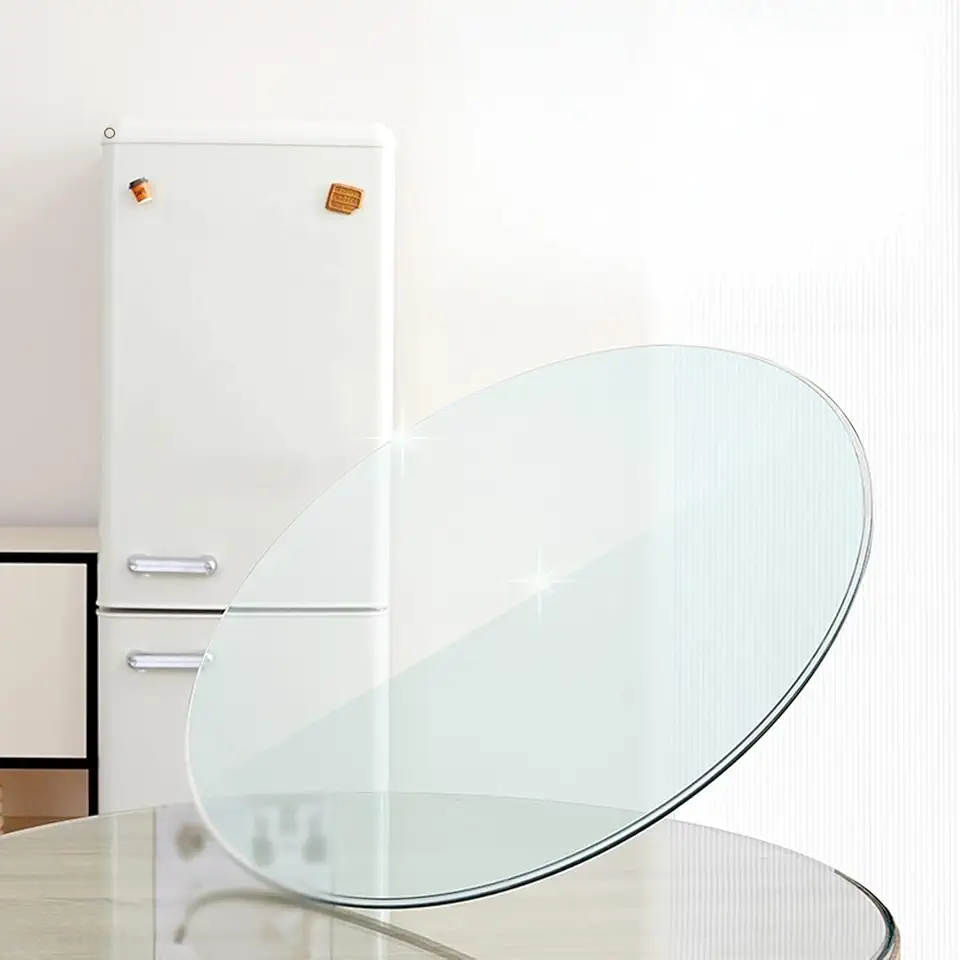 Round Clear Tempered Glass Table Top, Thick Glass Surface, Beveled Polished Edge, for Dining Table, Office Table, Side Table. 38CM, 45CM,50CM,60CM(78CM(30.7IN))