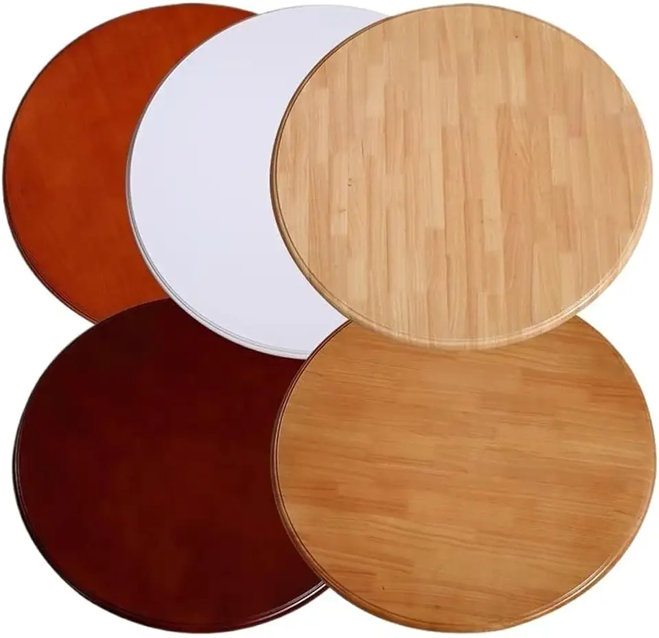 30in Wooden Serving Plate, Kitchen Lazy Susan Turntable for Dining Table, Smooth Silent Rotating Serving Tray, Multiple Style(Wood,60cm/24inch)