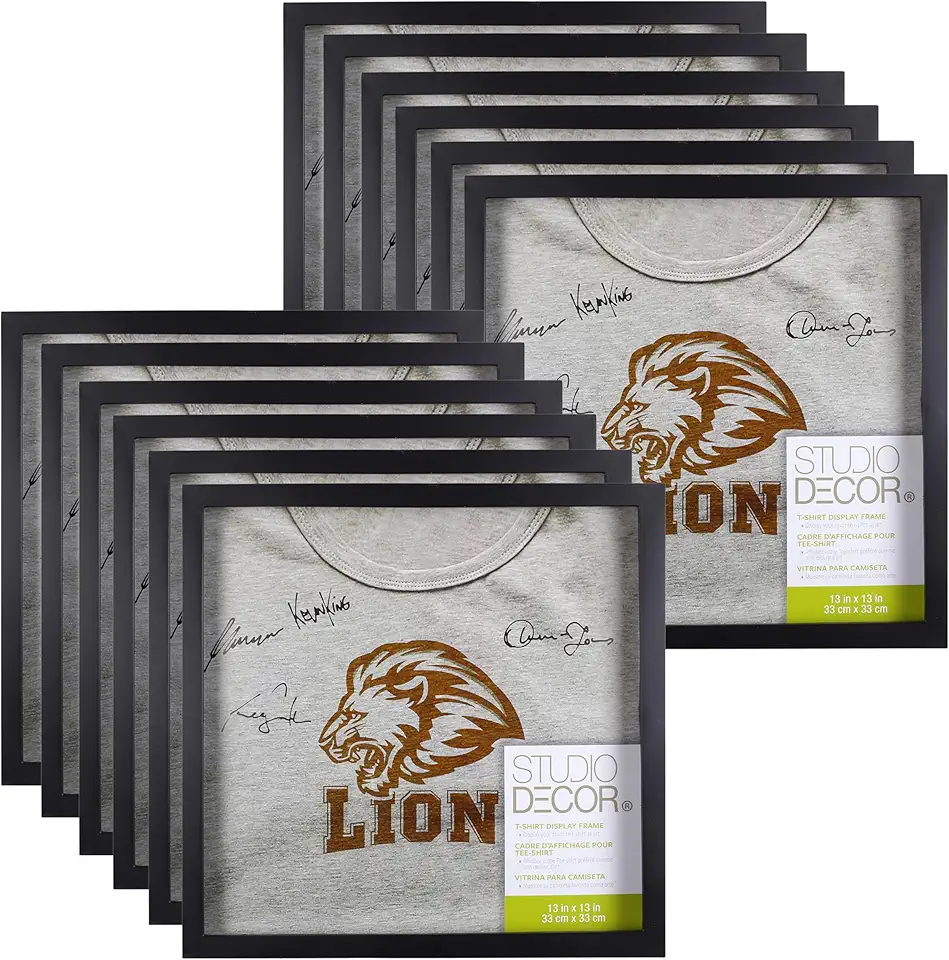 T-Shirt Display Frame by Studio Décor - Display Case for Shirts, Jerseys, Memorabilia - Black, Bulk 12 Pack