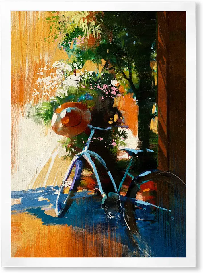 Vintage Bicycle and Old Hat On Summer Day Vintage Framed Wall Art