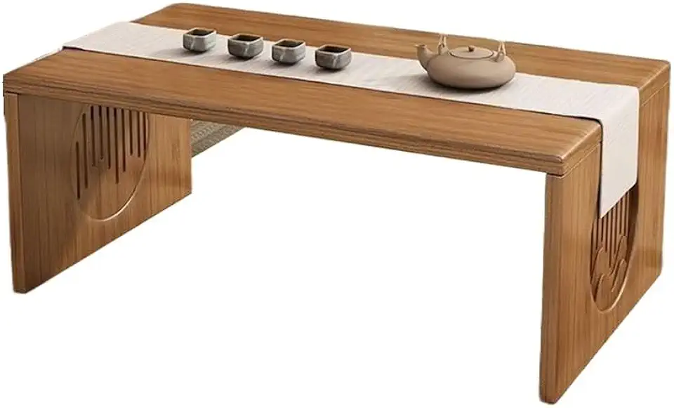 Bamboo Folding Table Multi-Functional Small Tea Table Bay Window Table Bed Study Desk Computer Low Table for Dining Home Practical(80 cm)