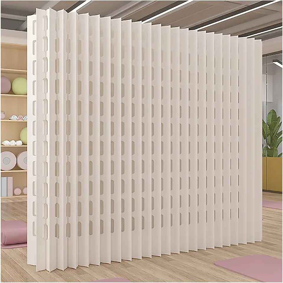 Folding Paper Room Divider with Square Hole Design, Honeycomb Structure, Flexible Shape Partition Wall for Home, Office & Exhibition Spaces(White H78.7in,118.1in)