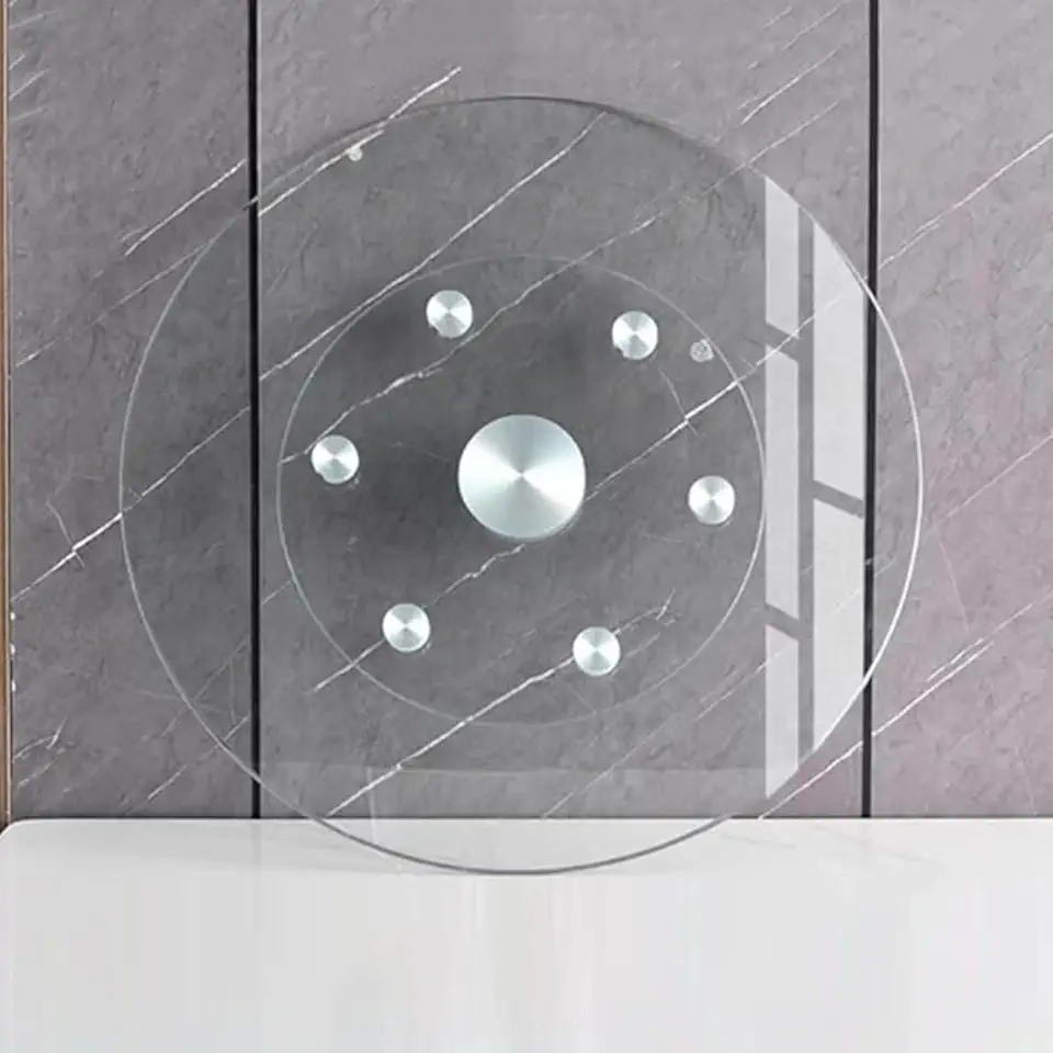 Clear Rotating Serving Tray, Round 360° Serving Plate, Glass Lazy Susan Turntable for Banquets Party Family Dining Table, with Aluminum Alloy Silent Bearing(Size:60 cm)