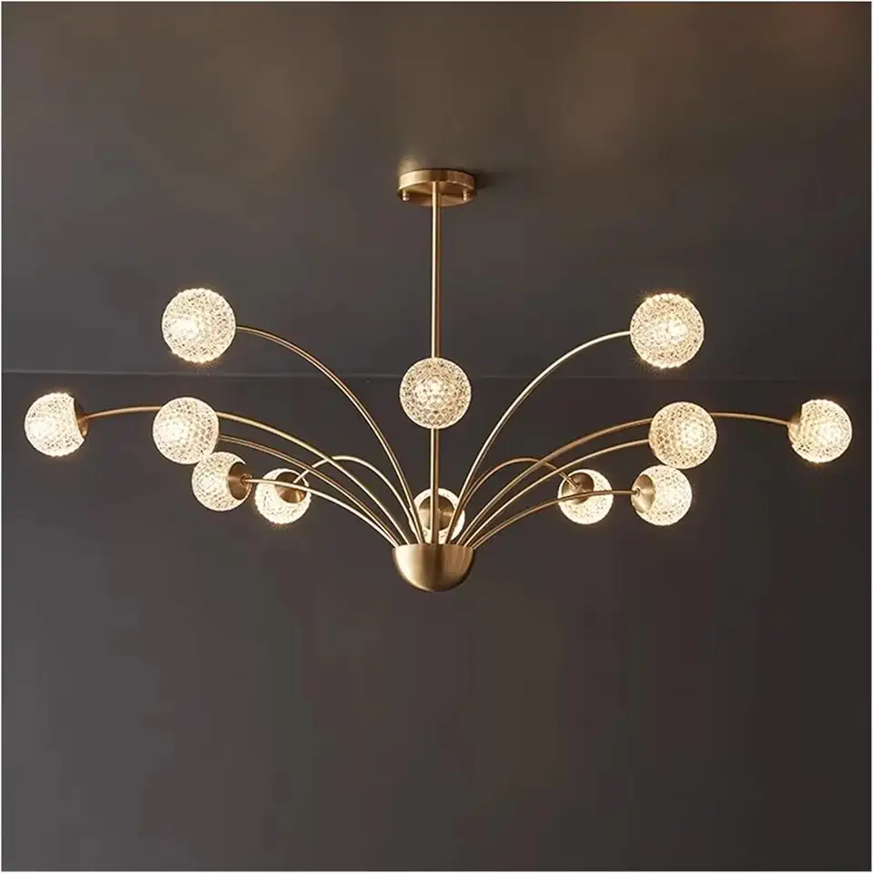 Modern Medieval Style Copper Chandelier Living Room Bedroom and Dining Room Magic Bean Ceiling Lamp Indoor Art Decor Simple Hanging Light,Full of Fashion