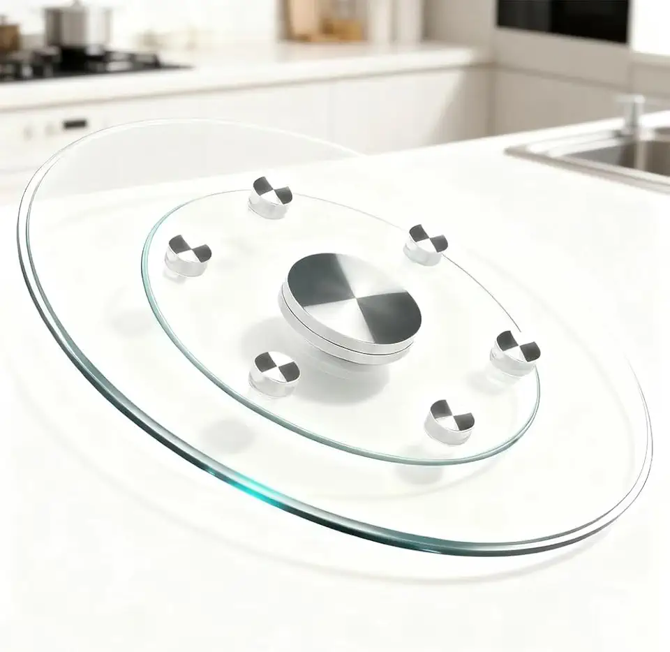 24'' 30'' 36'' Tempered Glass Lazy Susan Turntable Clear Tabletop Rotating Tray, Dining Table Turntable Rotatable Serving Plate for Restaurant Banquet(70 cm(28in))
