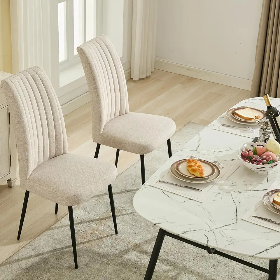 Modern Dining Chairs,Comfortable Large Backrest Ideal Design,American Classic,Sturdy Construction,Ergonomic Supportive,Offering & Stylish,Everyday Use in Contemporary Settings,Beige-Velvet-DiningR
