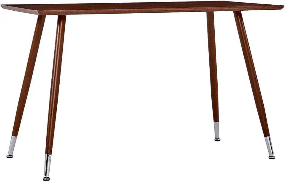 Rectangular Dining Table, Brown MDF and Steel Construction, 47.2x23.6x29.1 Inches, Seats 6 People, Durable Kitchen Dining Room Furniture for Family Meals, Varnished Finish