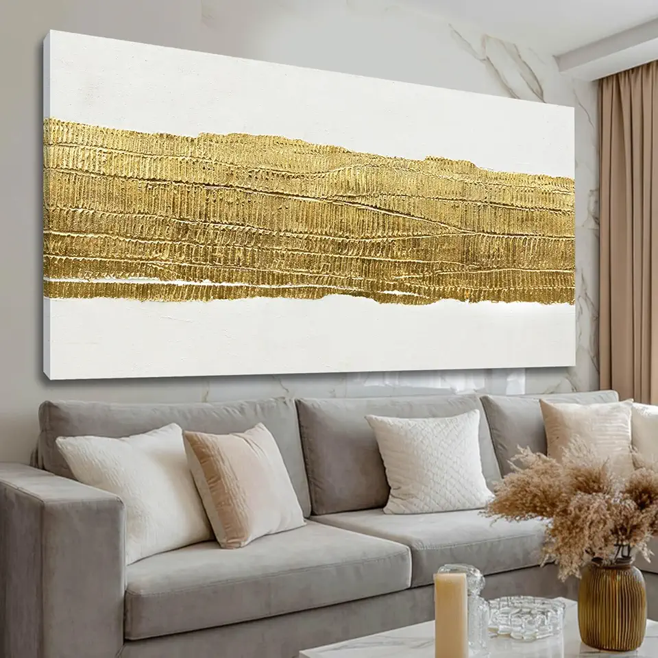 Kureful Abstract Wall Paintings Simple Canvas Wall Art Gold Wall Decor 29