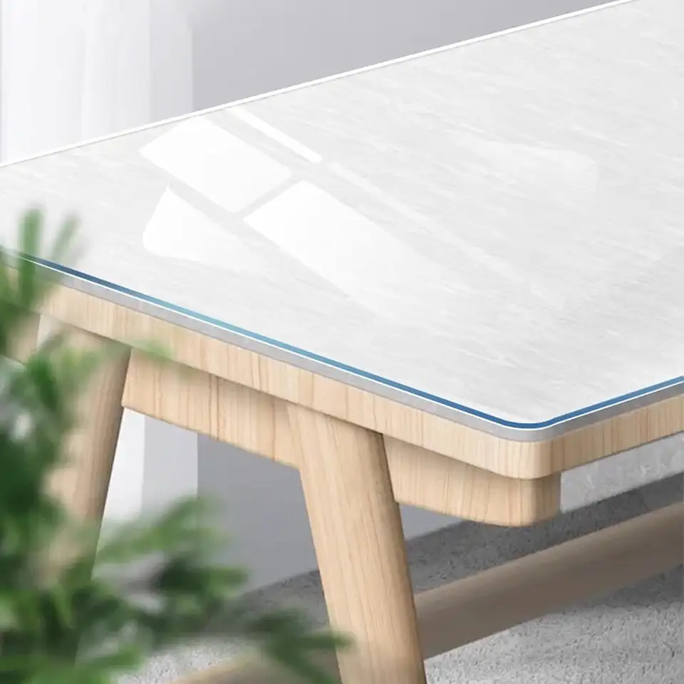 Clear PVC Tablecloth Clear Tablecloth Protector Film, 1.5mm Transparent Soft Glass Protector Film, Transparent Placemat, Suitable for Dining Tables (90x150cm/35