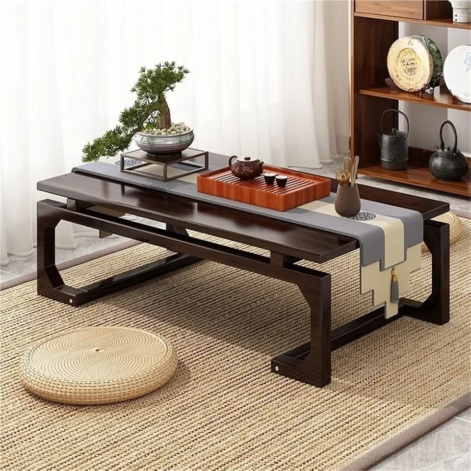 Japanese Style Coffee Table Wood Floor Table Low Dining Table Meditation Tables for Balcony Living Room Bay Window Multi Scenario Use(60cmx40cm)