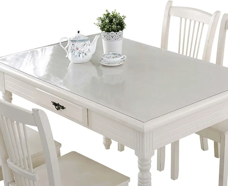 YSUEFIJO Clear Rectangular Tablecloth Waterproof PVC Table Protector, Transparent Plastic Cover for Dining Table, Heat Resistant Desk Mat, Oilproof Wipe Clean Surface Shield